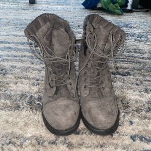 Grey combat boots